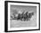 Rancher Dragging Mound of Hay to Feed His Beef Cattle at the Abbott Ranch-Bernard Hoffman-Framed Photographic Print