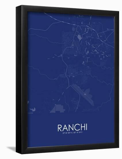 Ranchi, India Blue Map-null-Framed Poster