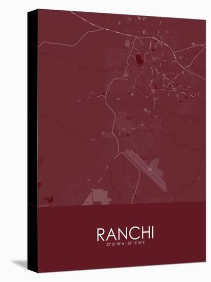 Ranchi, India Red Map-null-Stretched Canvas