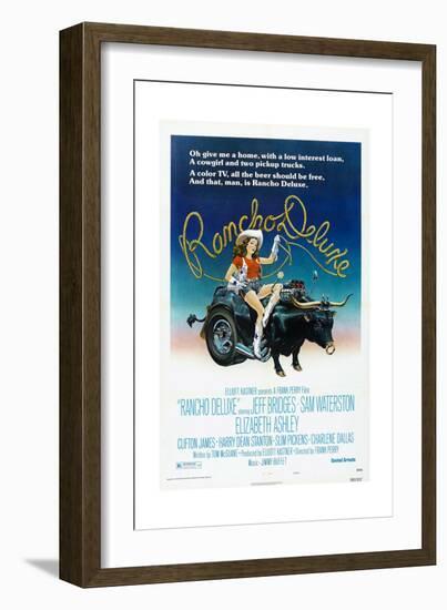 Rancho Deluxe, US poster, Elizabeth Ashley, 1975-null-Framed Premium Giclee Print