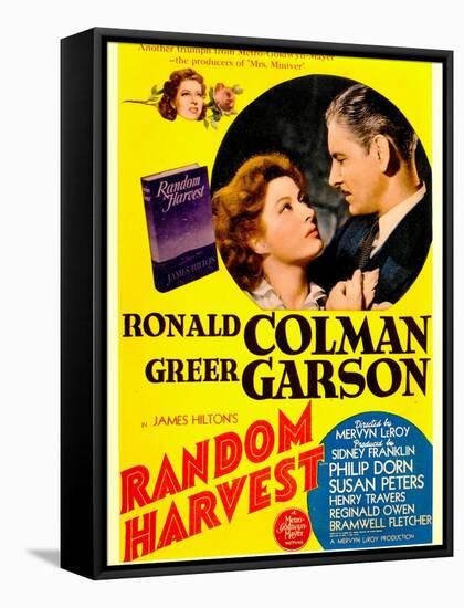 Random Harvest, Greer Garson and Ronald Colman on window card, 1942-null-Framed Stretched Canvas