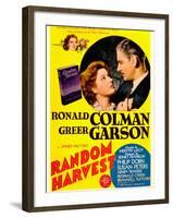 Random Harvest, Greer Garson and Ronald Colman on window card, 1942-null-Framed Art Print