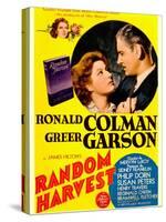 Random Harvest, Greer Garson and Ronald Colman on window card, 1942-null-Stretched Canvas