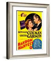 Random Harvest, Greer Garson and Ronald Colman on window card, 1942-null-Framed Art Print