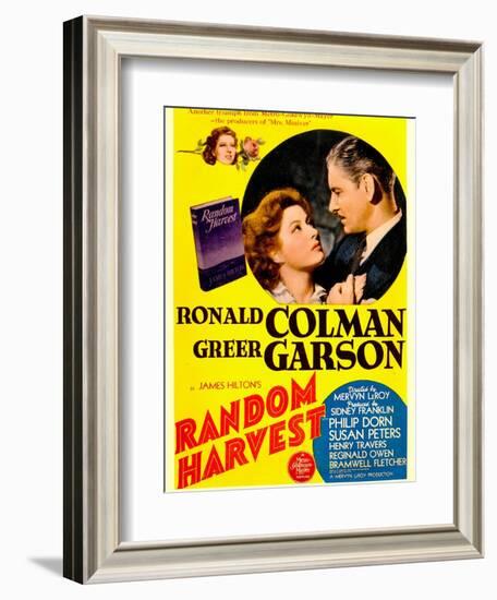 Random Harvest, Greer Garson and Ronald Colman on window card, 1942-null-Framed Art Print