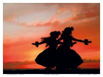 Hula Sisters: Hawaiian Hula Dancers at Sunset-Randy Jay Braun-Framed Giclee Print