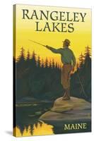 Rangeley Lakes, Maine - Fly Fishing Scene - Lantern Press Artwork-Lantern Press-Stretched Canvas