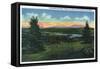 Rangeley Lakes, Maine - Manor Hill Overlooking Rangeley Village Scene-Lantern Press-Framed Stretched Canvas