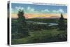 Rangeley Lakes, Maine - Manor Hill Overlooking Rangeley Village Scene-Lantern Press-Stretched Canvas