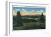 Rangeley Lakes, Maine - Manor Hill Overlooking Rangeley Village Scene-Lantern Press-Framed Art Print