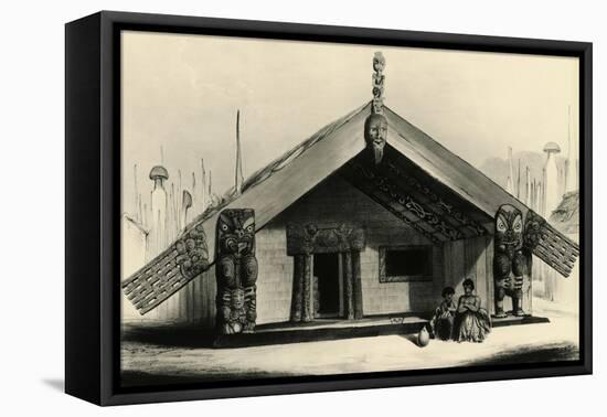 Rangihaeata House on Mana Island, Called Kaitangata, Lithograph by George French Angas-null-Framed Stretched Canvas
