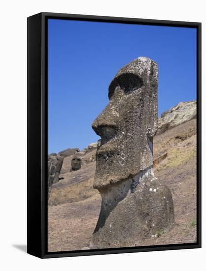 Rano Raraku, Moai on Inner Slopes of Volcanic Crater, Easter Island, Chile, Pacific-Geoff Renner-Framed Stretched Canvas