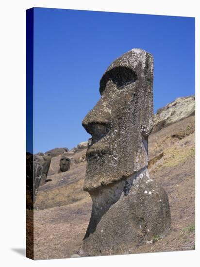 Rano Raraku, Moai on Inner Slopes of Volcanic Crater, Easter Island, Chile, Pacific-Geoff Renner-Stretched Canvas