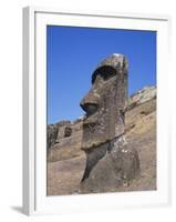 Rano Raraku, Moai on Inner Slopes of Volcanic Crater, Easter Island, Chile, Pacific-Geoff Renner-Framed Photographic Print