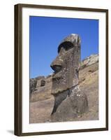 Rano Raraku, Moai on Inner Slopes of Volcanic Crater, Easter Island, Chile, Pacific-Geoff Renner-Framed Photographic Print