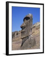 Rano Raraku, Moai on Inner Slopes of Volcanic Crater, Easter Island, Chile, Pacific-Geoff Renner-Framed Photographic Print