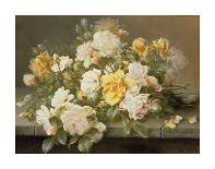 A Still Life with Yellow Roses-Raoul De Longpre-Stretched Canvas