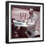 Raoul Dufy Painting on Sunny Terrace in Caldas de Montbuy, Spain-Gjon Mili-Framed Premium Photographic Print