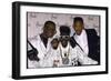 Rap Artists Dj Jazzy Jeff, Flavor Flav and Will Smith at the American Music Awards-null-Framed Photographic Print