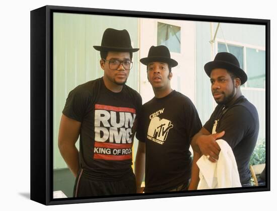 Rap Group Run DMC: Darryl McDaniels, Joe Simmons and Jason Mizell-David Mcgough-Framed Stretched Canvas