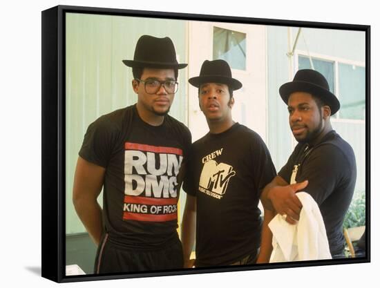 Rap Group Run DMC: Darryl McDaniels, Joe Simmons and Jason Mizell-David Mcgough-Framed Stretched Canvas