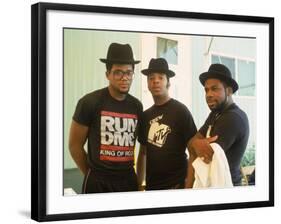 Rap Group Run DMC: Darryl McDaniels, Joe Simmons and Jason Mizell-David Mcgough-Framed Premium Photographic Print