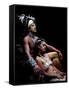 Rapanui Man and Woman, Singa Miguel Angel and Uri Francesca Avaka, in Costume at Te Pahu Caves-John Warburton-lee-Framed Stretched Canvas