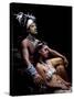 Rapanui Man and Woman, Singa Miguel Angel and Uri Francesca Avaka, in Costume at Te Pahu Caves-John Warburton-lee-Stretched Canvas