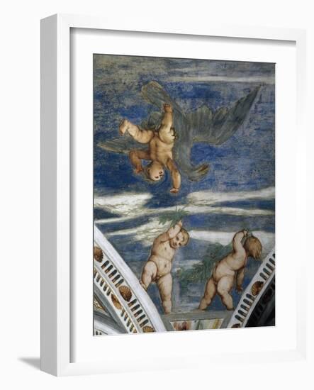 Rape of Ganymede and Putti, Mosaic Niches and Statues-Girolamo Romanino-Framed Giclee Print