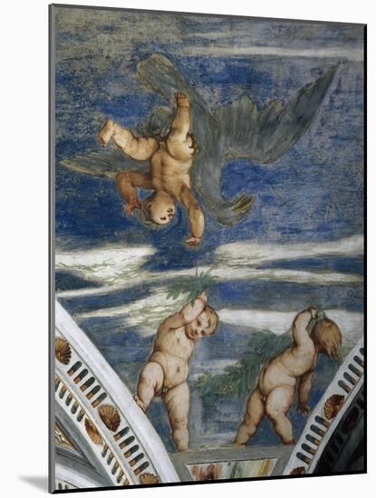 Rape of Ganymede and Putti, Mosaic Niches and Statues-Girolamo Romanino-Mounted Giclee Print