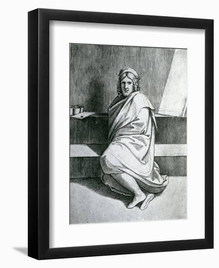 Raphael in a Cloak, C.1520-Marcantonio Raimondi-Framed Giclee Print