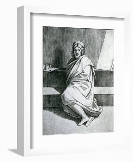 Raphael in a Cloak, C.1520-Marcantonio Raimondi-Framed Giclee Print