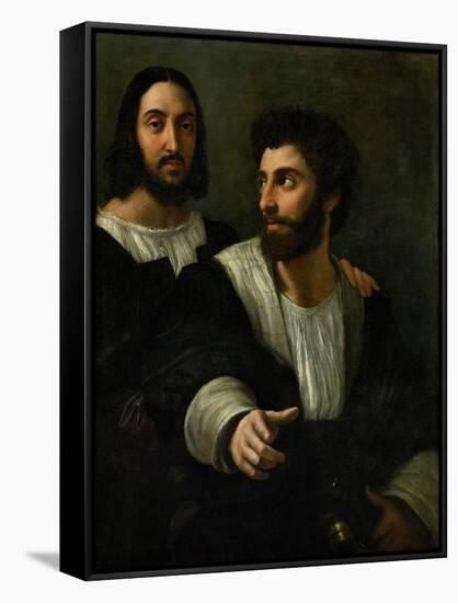 Raphael (Self-Portrait) and His Fencing Master-Raphael-Framed Stretched Canvas