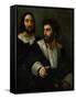 Raphael (Self-Portrait) and His Fencing Master-Raphael-Framed Stretched Canvas