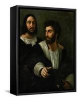 Raphael (Self-Portrait) and His Fencing Master-Raphael-Framed Stretched Canvas