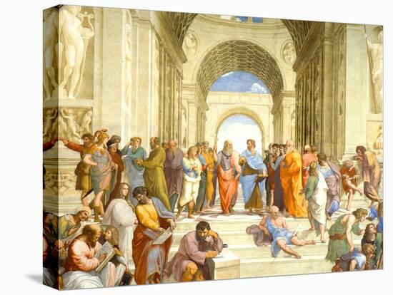 Raphael (The School of Athens) Restored Art Poster Print-null-Stretched Canvas