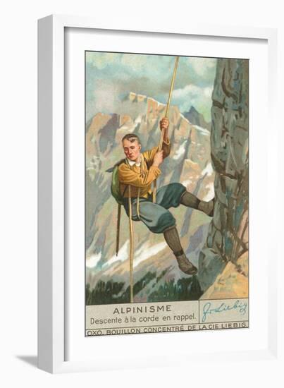 Rappel Rock Climbing-null-Framed Art Print