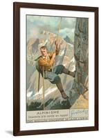 Rappel Rock Climbing-null-Framed Art Print