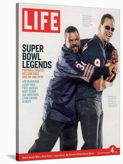 Rapper Ice Cube and Former Bear Quarterback Jim McMahon, February 4, 2005-Sarah Friedman-Stretched Canvas