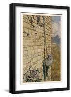 Rapunzel, Climbing Hair-Arthur Rackham-Framed Art Print