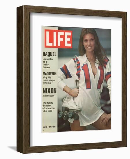 Raquel Welch in Roller Derby Uniform, June 2, 1972-Bill Eppridge-Framed Photographic Print