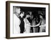 Raquel Welch Meets Queen Elizabeth in 1966 with Woody Allen and Ursula Andress-null-Framed Photographic Print