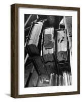 Rare Old, Clasp Bound Books in Library of a French Monastery-null-Framed Photographic Print