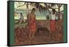 Raro Te Ouiri-Paul Gauguin-Framed Stretched Canvas