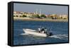 Ras Al Khaimah Fishing Boat Leaves Harbour-Charles Bowman-Framed Stretched Canvas