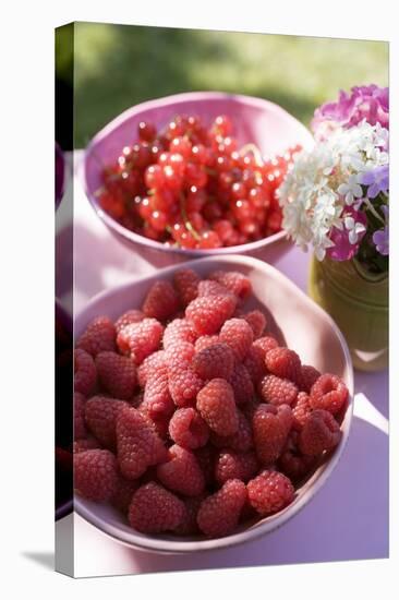 Raspberries and Redcurrants on a Table in the Open Air-Eising Studio - Food Photo and Video-Stretched Canvas