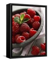 Raspberries in a Dish-Malgorzata Stepien-Framed Stretched Canvas