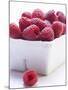 Raspberries in Cardboard Punnet-Claudia Timmann-Mounted Photographic Print