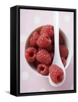 Raspberries in Small Bowl with Spoon-null-Framed Stretched Canvas
