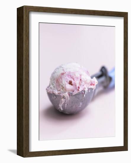 Raspberry Ice Cream in an Ice Cream Scoop-Sam Stowell-Framed Photographic Print